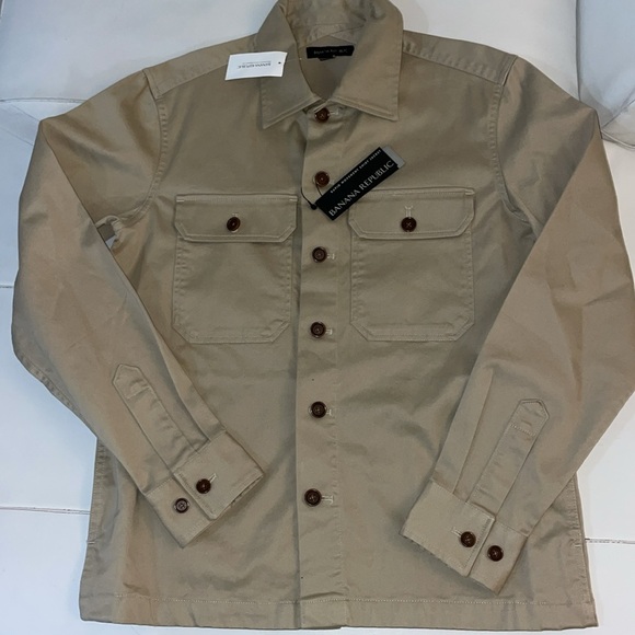 NWT BANANA REPUBLIC tan rapid movement stretch shirt jacket Small - Picture 2 of 8